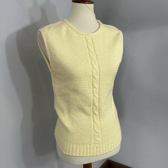 Vintage LL Bean Butter Yellow Knit Top Preppy Old Money New England Coastal Sz L - Picture 4 of 10
